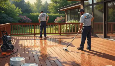 Deck sealing service in Lynchburg, VA by Lynchburg Paint Pros to protect decks from moisture and UV damage