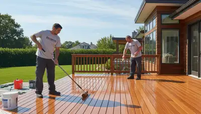 Deck staining service in Lynchburg, VA protecting and beautifying a wooden deck