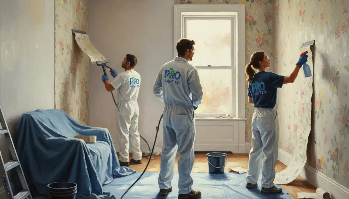 Wallpaper removal service in Lynchburg, VA, preparing walls for painting in a home or business.